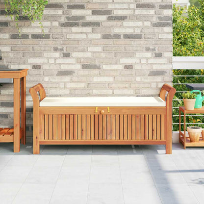 Patio Storage Bench with Cushion 49.6" Solid Wood Acacia