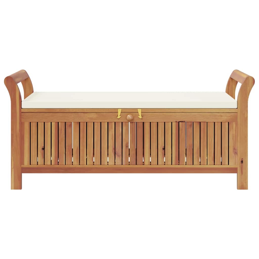 Patio Storage Bench with Cushion 49.6" Solid Wood Acacia