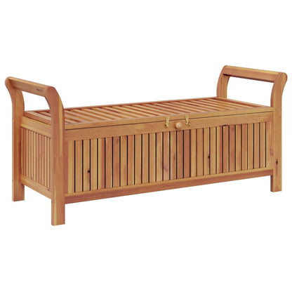 Patio Storage Bench with Cushion 49.6" Solid Wood Acacia