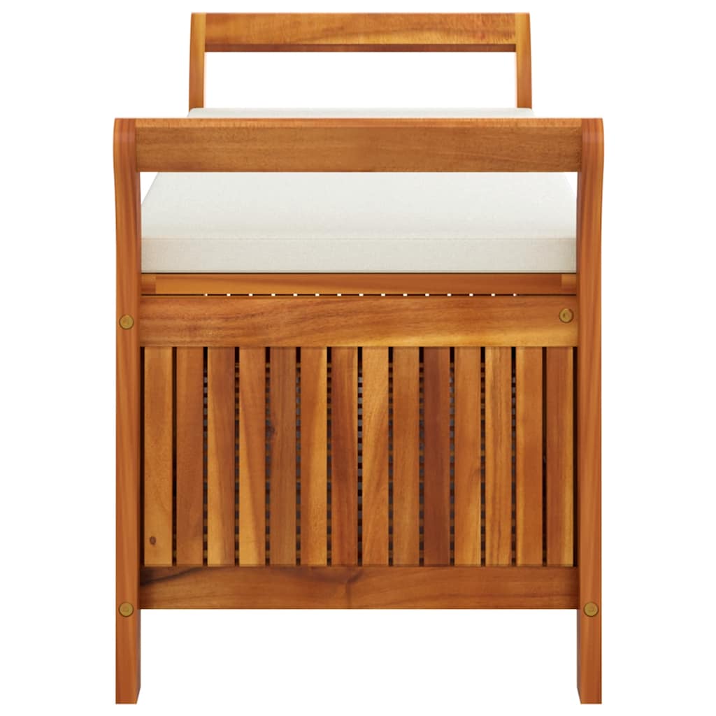 Patio Storage Bench with Cushion 49.6" Solid Wood Acacia