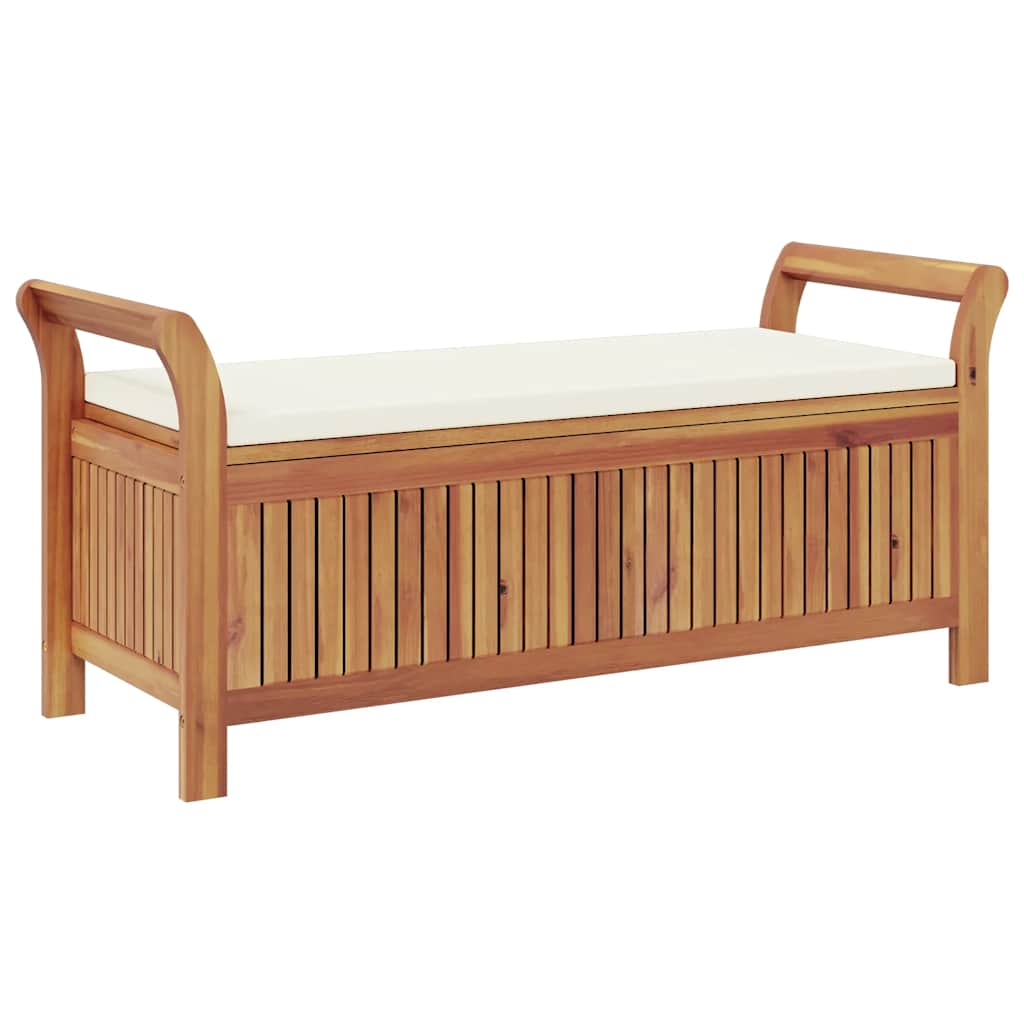 Patio Storage Bench with Cushion 49.6" Solid Wood Acacia