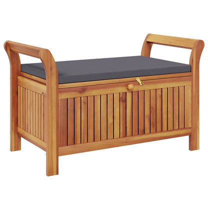 Patio Storage Bench with Cushion 35.8" Solid Wood Acacia