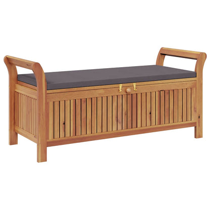 Patio Storage Bench with Cushion 49.6" Solid Wood Acacia