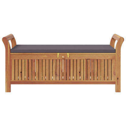 Patio Storage Bench with Cushion 49.6" Solid Wood Acacia