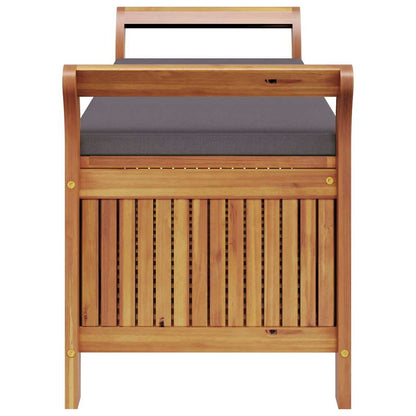 Patio Storage Bench with Cushion 49.6" Solid Wood Acacia