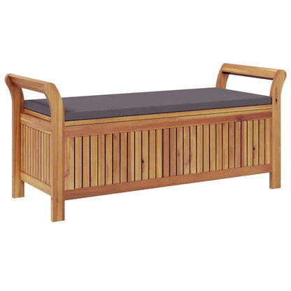 Patio Storage Bench with Cushion 49.6" Solid Wood Acacia