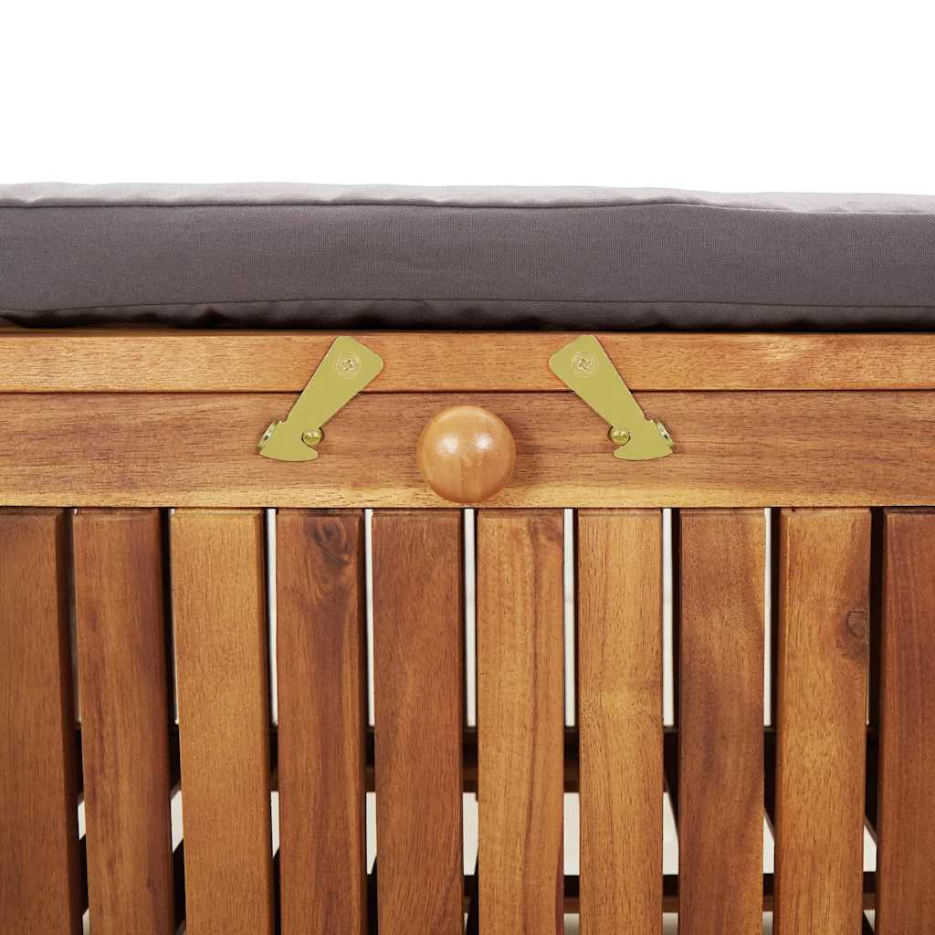 Patio Storage Bench with Cushion 49.6" Solid Wood Acacia