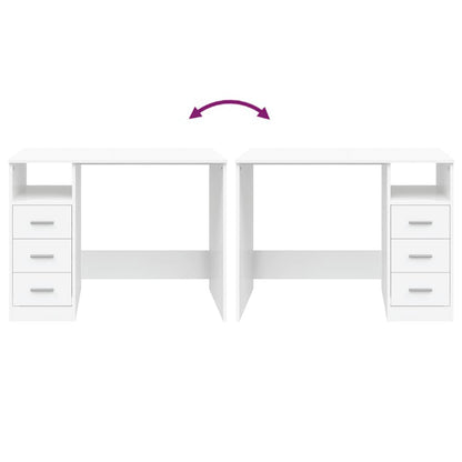 Desk with Drawers White 102x50x76 cm Engineered Wood