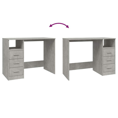 Desk with Drawers Concrete Grey 102x50x76 cm Engineered Wood