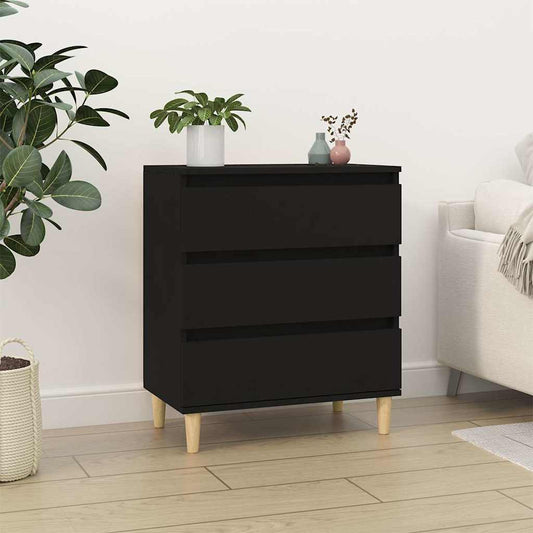 Sideboard | Black | Engineered wood, Solid eucalyptus wood | Medium