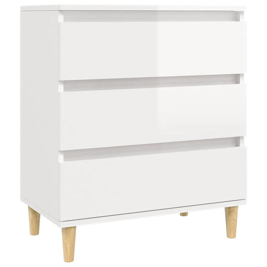 Sideboard | High gloss white | Engineered wood, solid eucalyptus wood