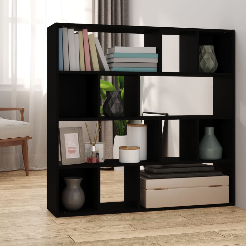 Book Cabinet/Room Divider Black 41.3"x9.4"x40.2"