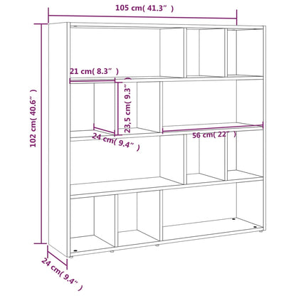 Book Cabinet/Room Divider High Gloss White 105x24x102 cm