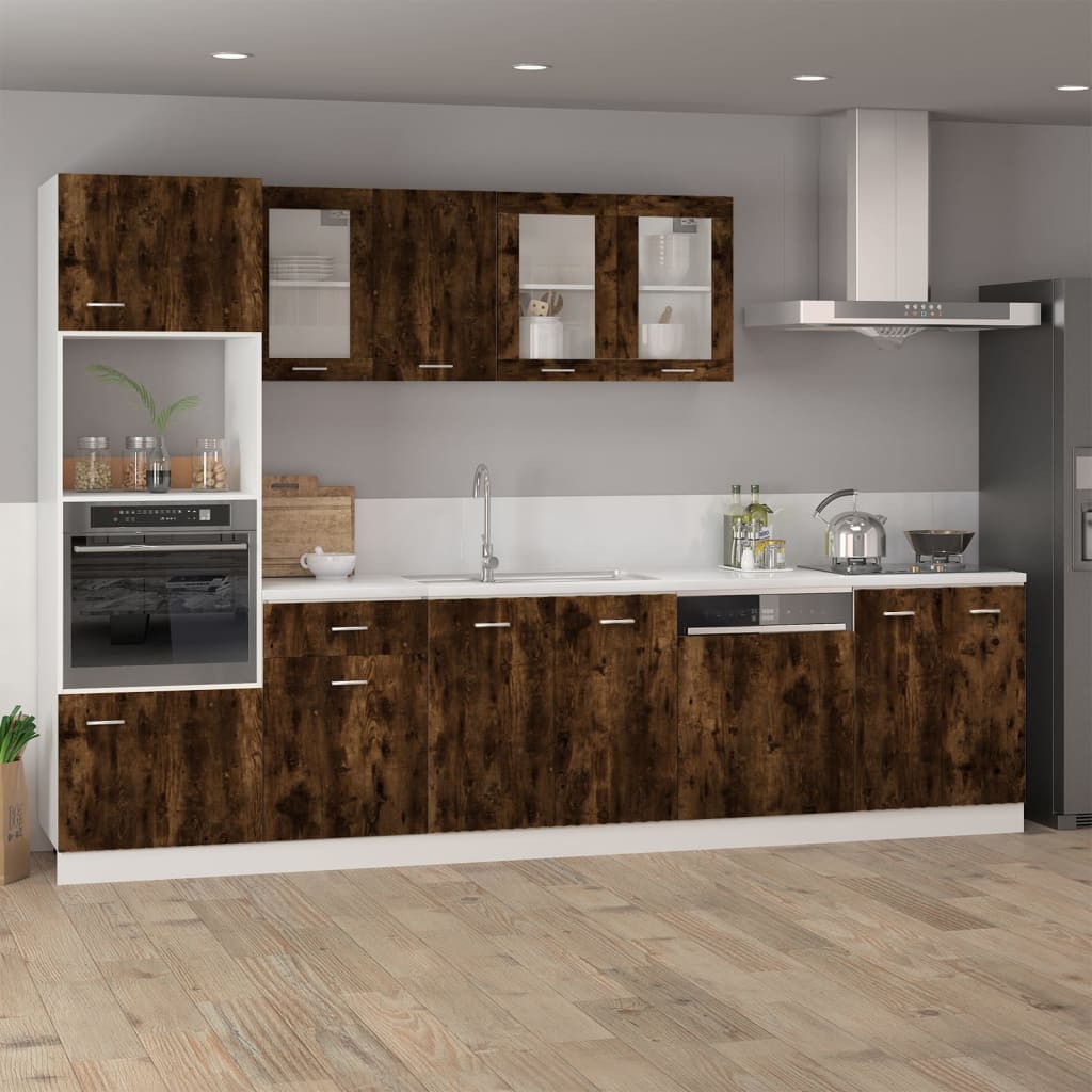 Hanging Glass Cabinet Lyon Smoked Oak 40x31x60 cm Engineered Wood