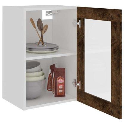 Hanging Glass Cabinet Lyon Smoked Oak 40x31x60 cm Engineered Wood