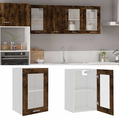 Hanging Glass Cabinet Lyon Smoked Oak 40x31x60 cm Engineered Wood