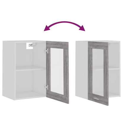 Hanging Glass Cabinet Lyon Grey Sonoma 40x31x60 cm Engineered Wood