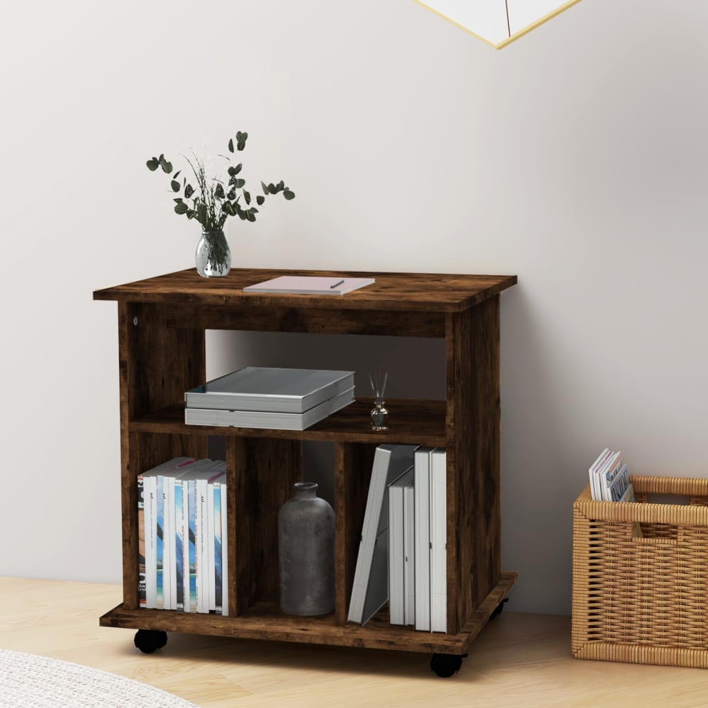 Rolling Cabinet Smoked Oak 60x45x60 cm Engineered Wood