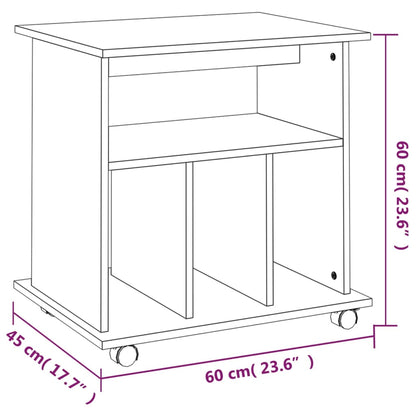 Rolling Cabinet Smoked Oak 60x45x60 cm Engineered Wood