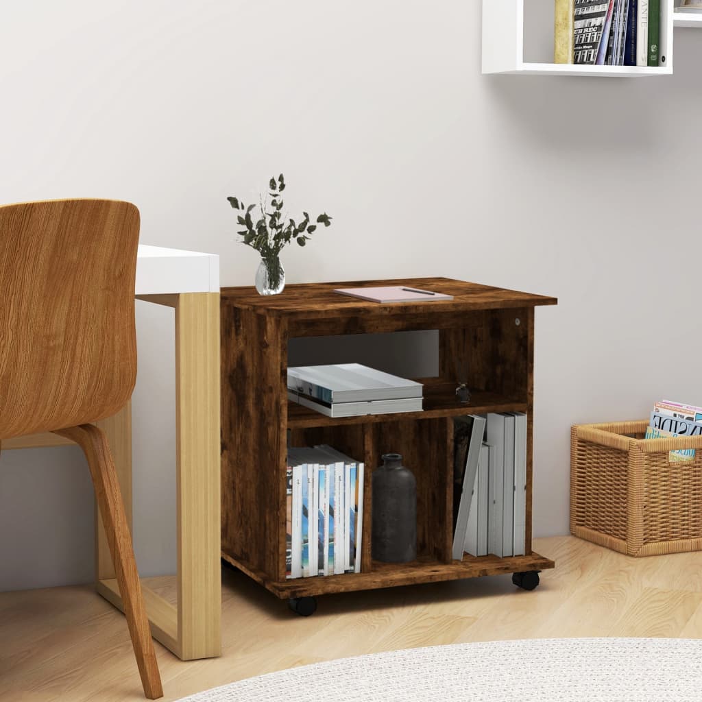 Rolling Cabinet Smoked Oak 60x45x60 cm Engineered Wood