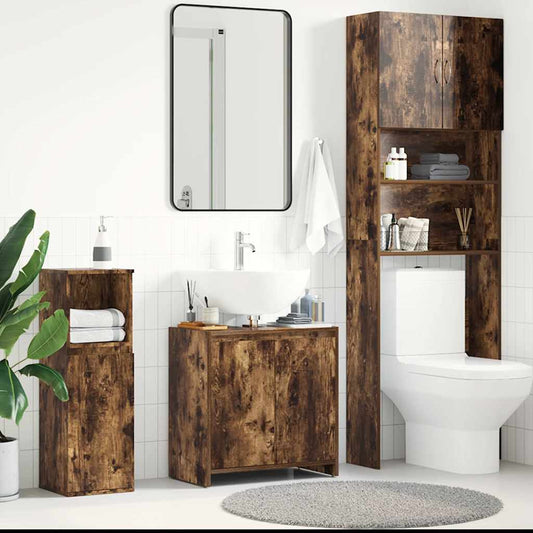 Bathroom Cabinet Smoked Oak 60x33x60 cm Engineered Wood