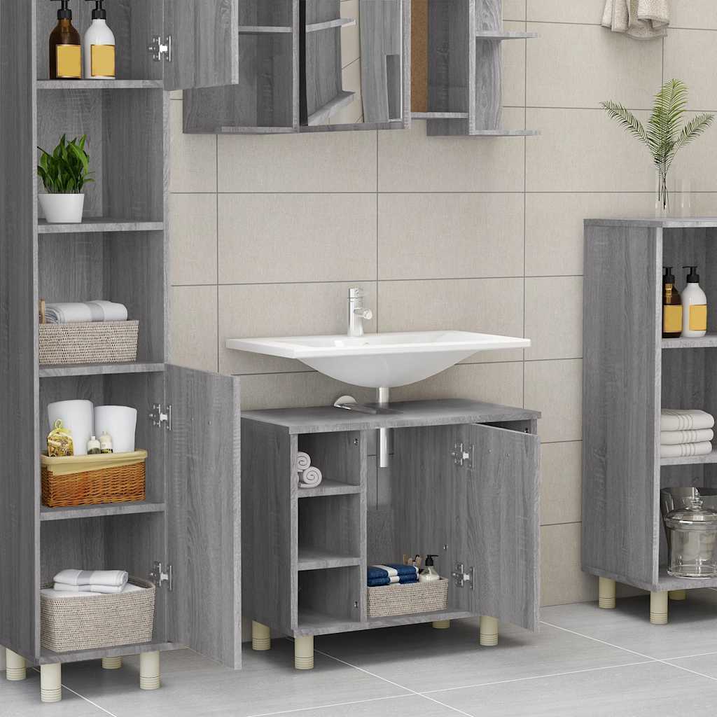 Bathroom Cabinet Grey Sonoma 60x32x53,5 cm Engineered Wood