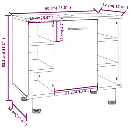 Bathroom Cabinet Grey Sonoma 60x32x53,5 cm Engineered Wood