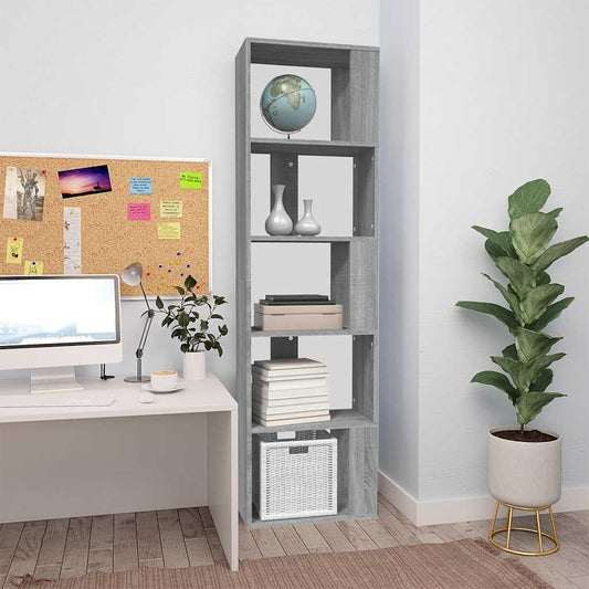 Book Cabinet Grey Sonoma 45x24x160 cm Engineered Wood
