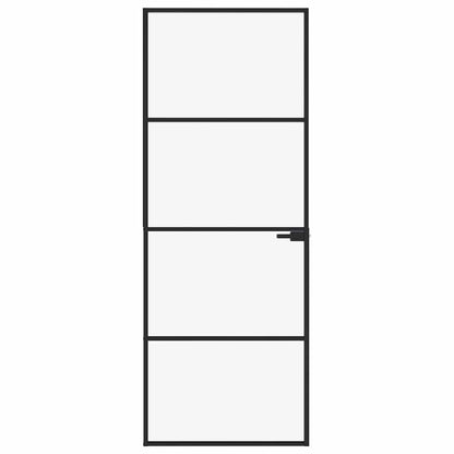 Interior Door Black 29.9"x79.3" Tempered Glass&Aluminum Slim