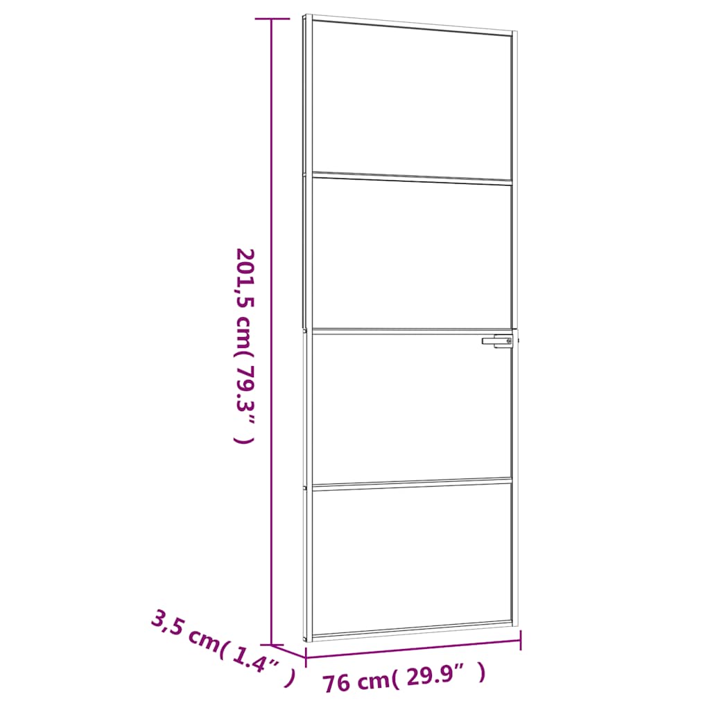 Interior Door Black 29.9"x79.3" Tempered Glass&Aluminum Slim