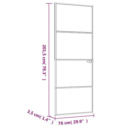 Interior Door Black 29.9"x79.3" Tempered Glass&Aluminum Slim