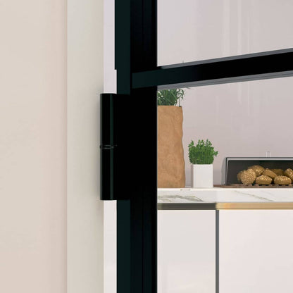 Interior Door Black 32.7"x79.3" Tempered Glass&Aluminum Slim