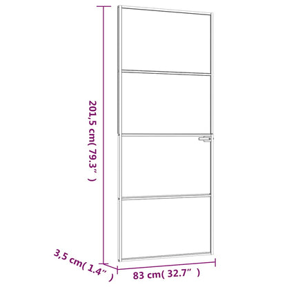 Interior Door Black 32.7"x79.3" Tempered Glass&Aluminum Slim