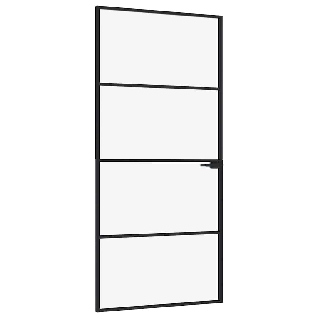 Interior Door Black 36.6"x79.3" Tempered Glass&Aluminum Slim
