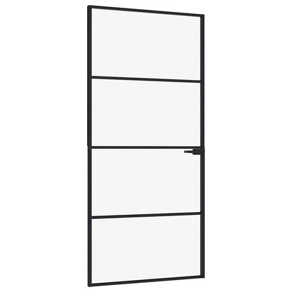 Interior Door Black 36.6"x79.3" Tempered Glass&Aluminum Slim