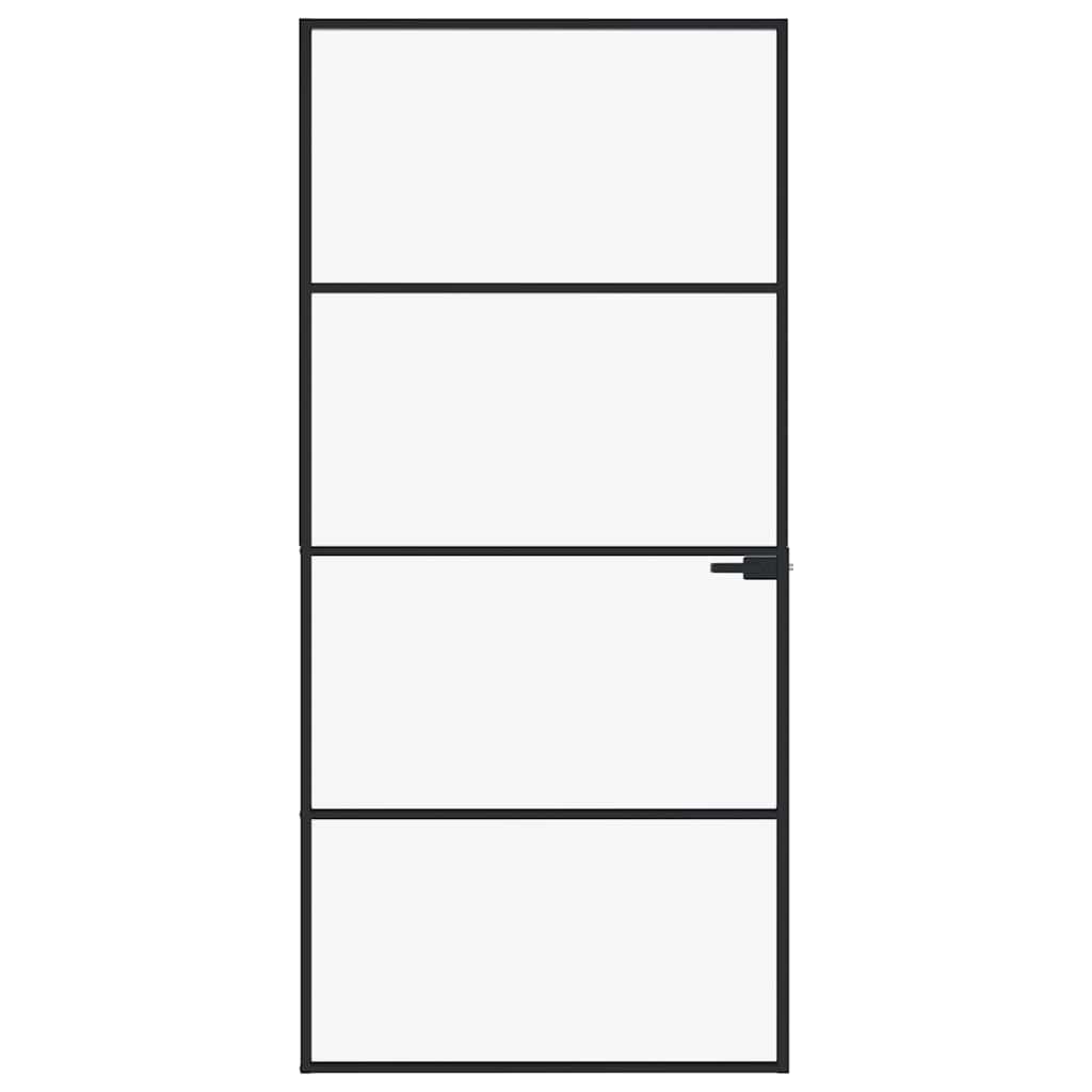 Interior Door Black 36.6"x79.3" Tempered Glass&Aluminum Slim