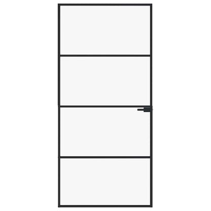 Interior Door Black 36.6"x79.3" Tempered Glass&Aluminum Slim