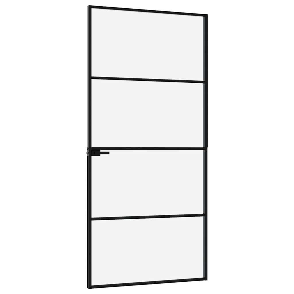 Interior Door Black 36.6"x79.3" Tempered Glass&Aluminum Slim