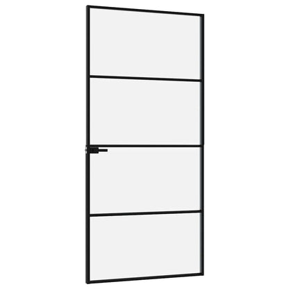 Interior Door Black 36.6"x79.3" Tempered Glass&Aluminum Slim