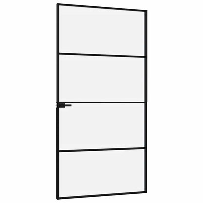 Interior Door Black 40.2"x79.3" Tempered Glass&Aluminum Slim