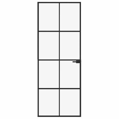Interior Door Black 76x201.5 cm Tempered Glass&Aluminium