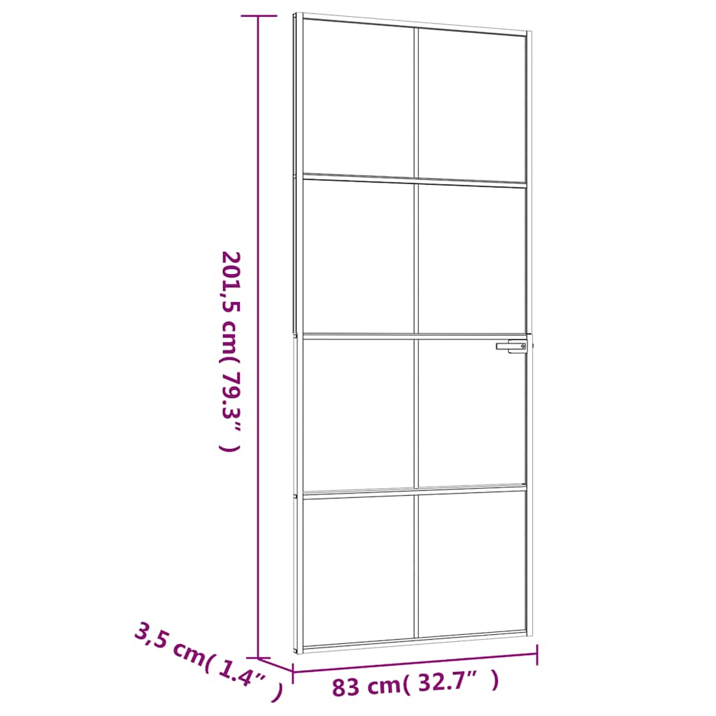 Interior Door Black 83x201.5 cm Tempered Glass&Aluminium