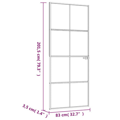 Interior Door Black 83x201.5 cm Tempered Glass&Aluminium