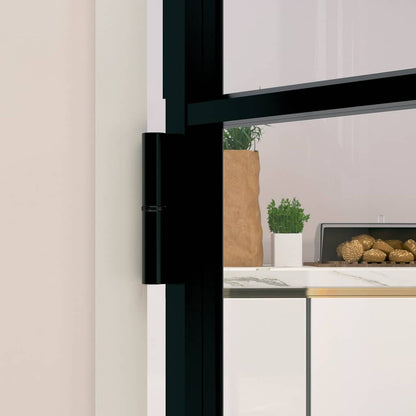 Interior Door Black 93x201.5 cm Tempered Glass&Aluminium
