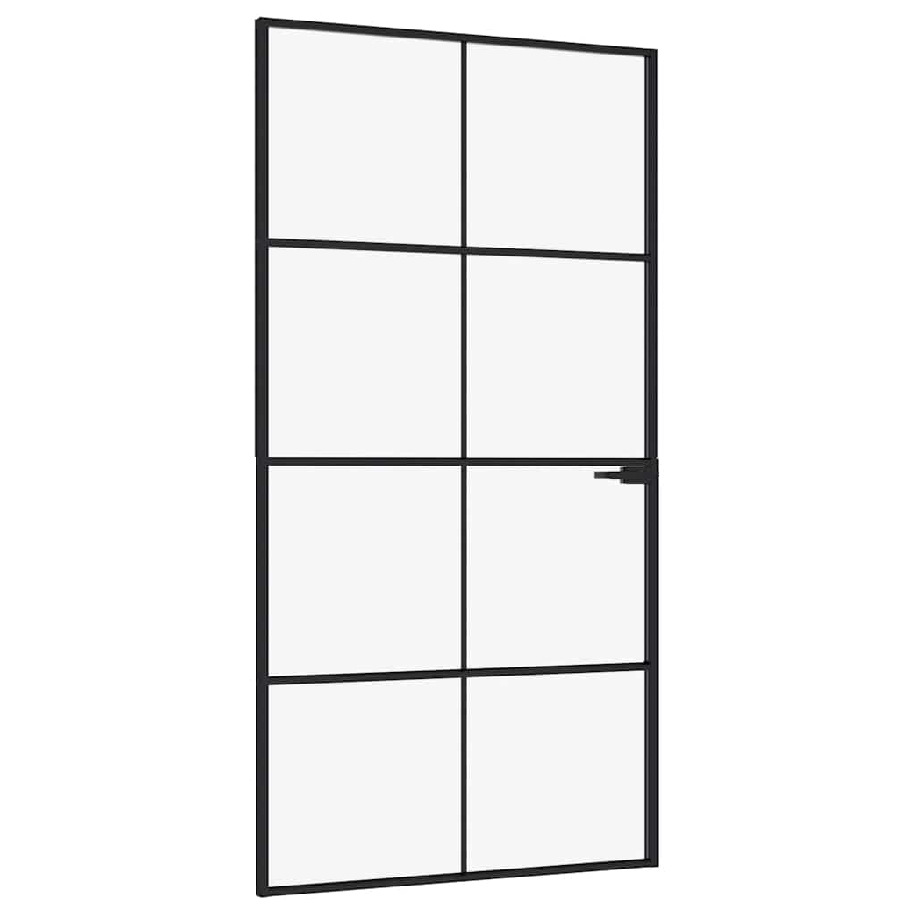 Interior Door Black 102x201.5 cm Tempered Glass&Aluminium
