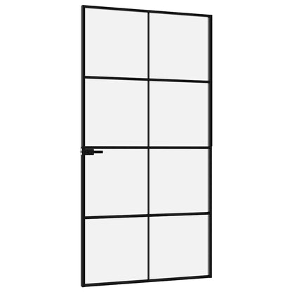 Interior Door Black 102x201.5 cm Tempered Glass&Aluminium
