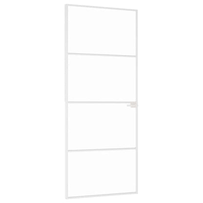 Interior Door White 83x201.5 cm Tempered Glass&Aluminium Slim