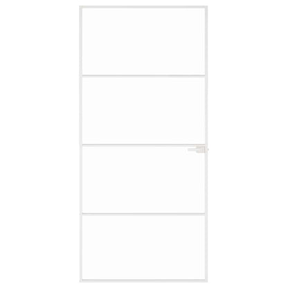 Interior Door White 93x201.5 cm Tempered Glass&Aluminium Slim