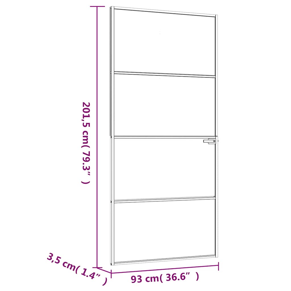 Interior Door White 93x201.5 cm Tempered Glass&Aluminium Slim