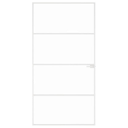 Interior Door White 102x201.5 cm Tempered Glass&Aluminium Slim